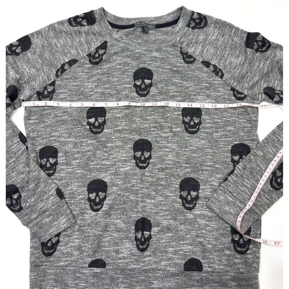 PJ Salvage Skull Crewneck Long Sleeve Gray Black - Small - Picture 5 of 5